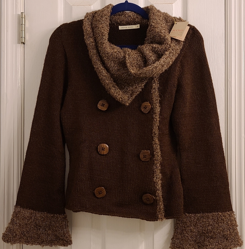 Cardigan Hand Made, Alpaca 50%, Wool 25% Acrylic 25% Made In Perú BNWT